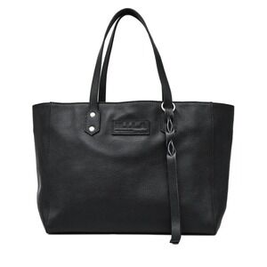 M.I.L.A. MILA Made in Los Angeles Black Pebbled Leather Tote Bag NWT